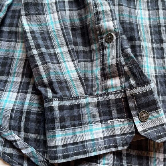 Calvin Klein Jeans button up western shirt plaid blue/black/white Large NWOT - Picture 8 of 9